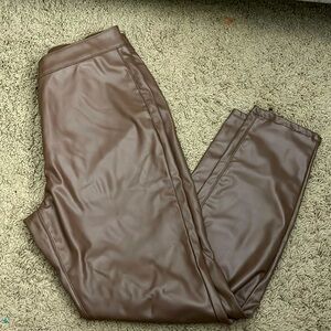 1511 Inc.faux leather leggings  brown size 14 No Pockets